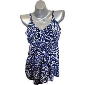Swim Solutions Tankini Swimsuit Top Size 18 Blue Black Underwire Womens NEW
